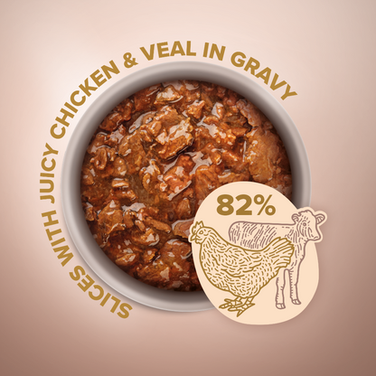 CLUB 4 PAWS Premium Plus Gabaliukai suaugusioms katėms su veršiena daržovių drebučiuose net 82% vištienos ir veršienos