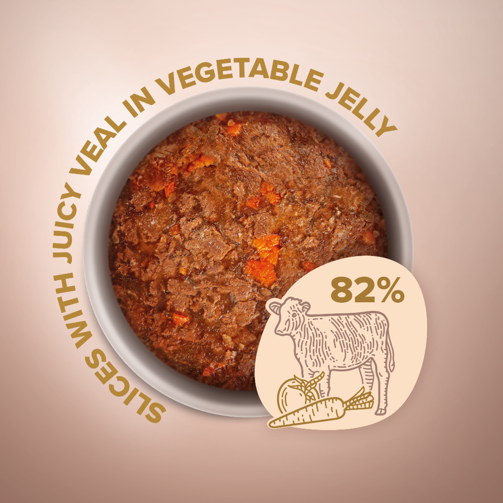 CLUB 4 PAWS Premium Plus Gabaliukai suaugusioms katėms su veršiena daržovių padaže su 82% veršienos