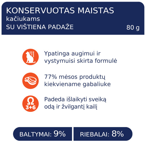 CLUB 4 PAWS Premium konservuotas ėdalas kačiukams su vištiena