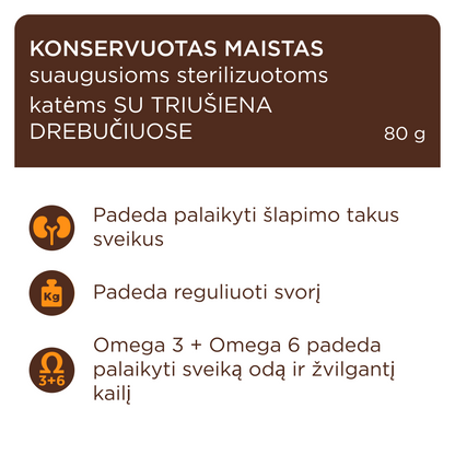 CLUB 4 PAWS Premium konservuotas ėdalas sterilizuotoms katėms su triušiena