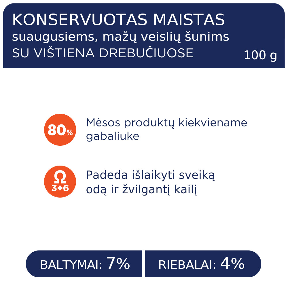 CLUB 4 PAWS Premium konservuotas ėdalas suaugusiems šunims su vištiena drebučiuose 12x0.1 kg sudėtis