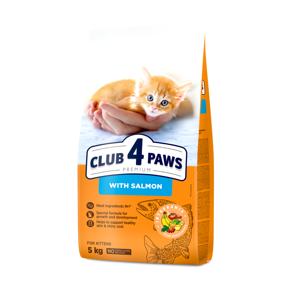CLUB 4 PAWS Premium sausas pašaras kačiukams su lašiša 5 kg