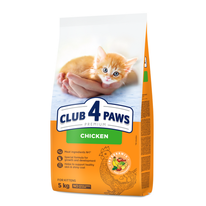 CLUB 4 PAWS Premium sausas pašaras kačiukams su vištiena 5 kg