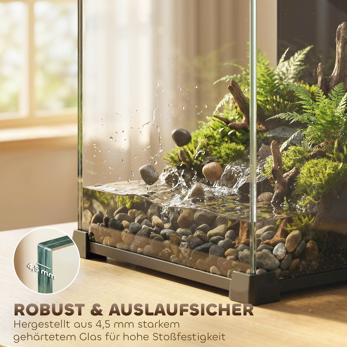 Akvariumo komplektas 36 l su LED apšvietimu, filtru ir pompa, 30x30x45,5 cm, juodas