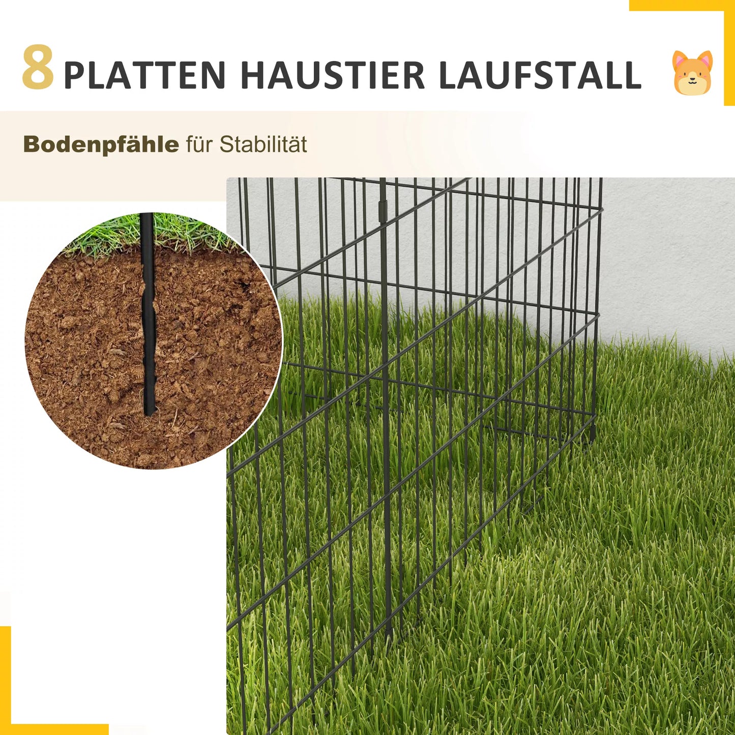 Voljeras naminiams gyvūnėliams, žaidimų aptvaras šuniukams ir mažiems šunims, su durelėmis, tinkamas naudoti viduje ir lauke, 76 cm, juodas