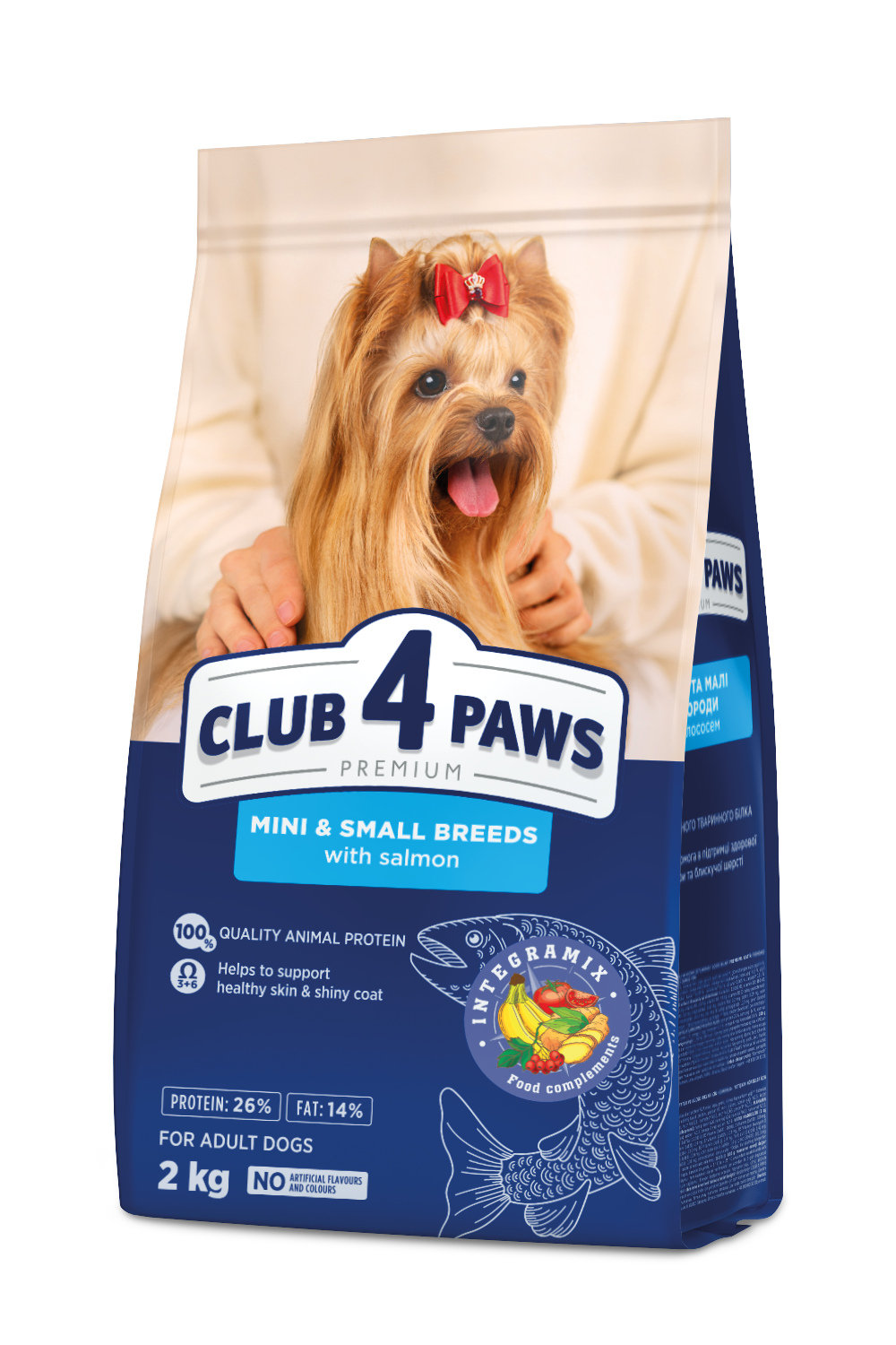 CLUB 4 PAWS PREMIUM SU LAŠIŠA. VISAVERTIS SAUSAS PAŠARAS MINIATIŪRINIŲ IR MAŽŲ VEISLIŲ SUAUGUSIEMS ŠUNIMS
