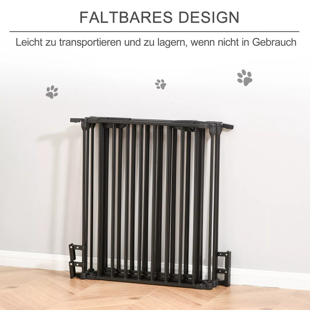 2-in-1 sulankstomas metalinis apsauginis barjeras ir gyvūnų aptvaras, juodas, 300 x 3 x 74,5 cm