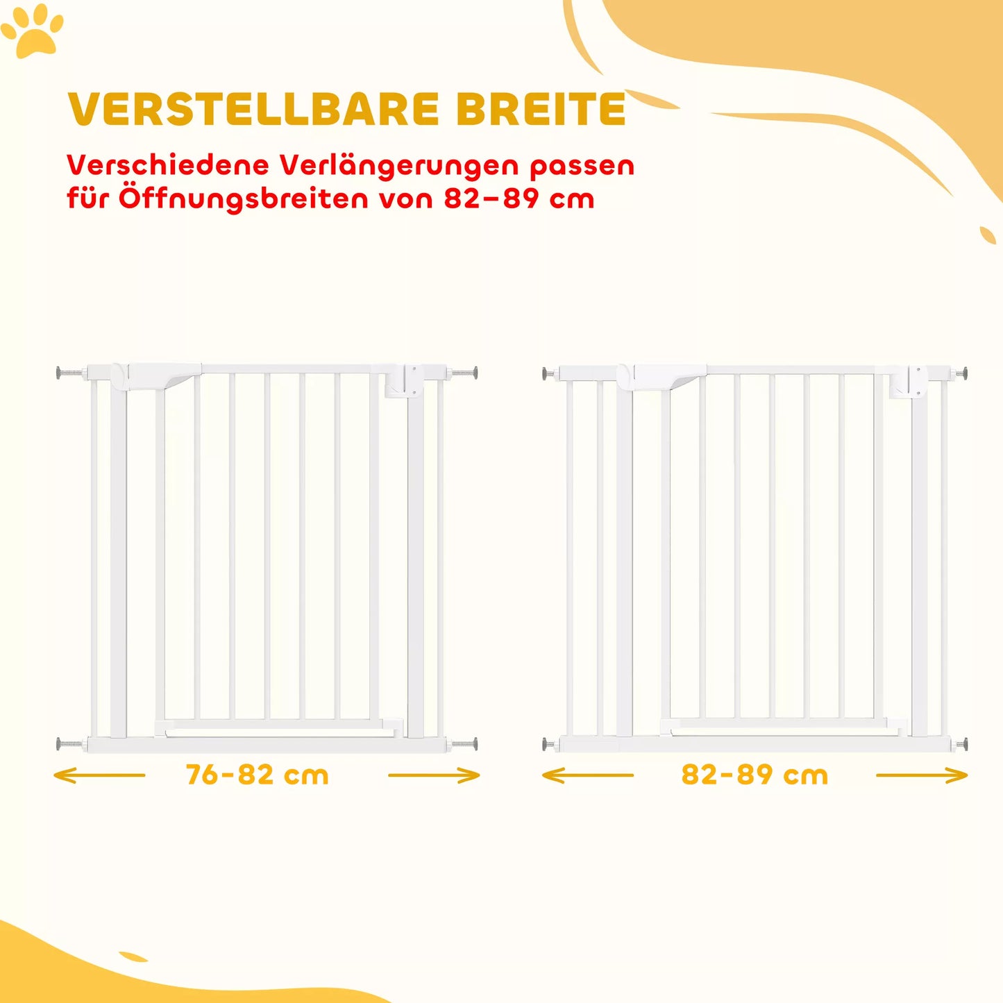 Apsauginiai varteliai, laiptų ir durų užtvaras su automatiniu uždarymu be gręžimo, 76-89x76 cm, balta