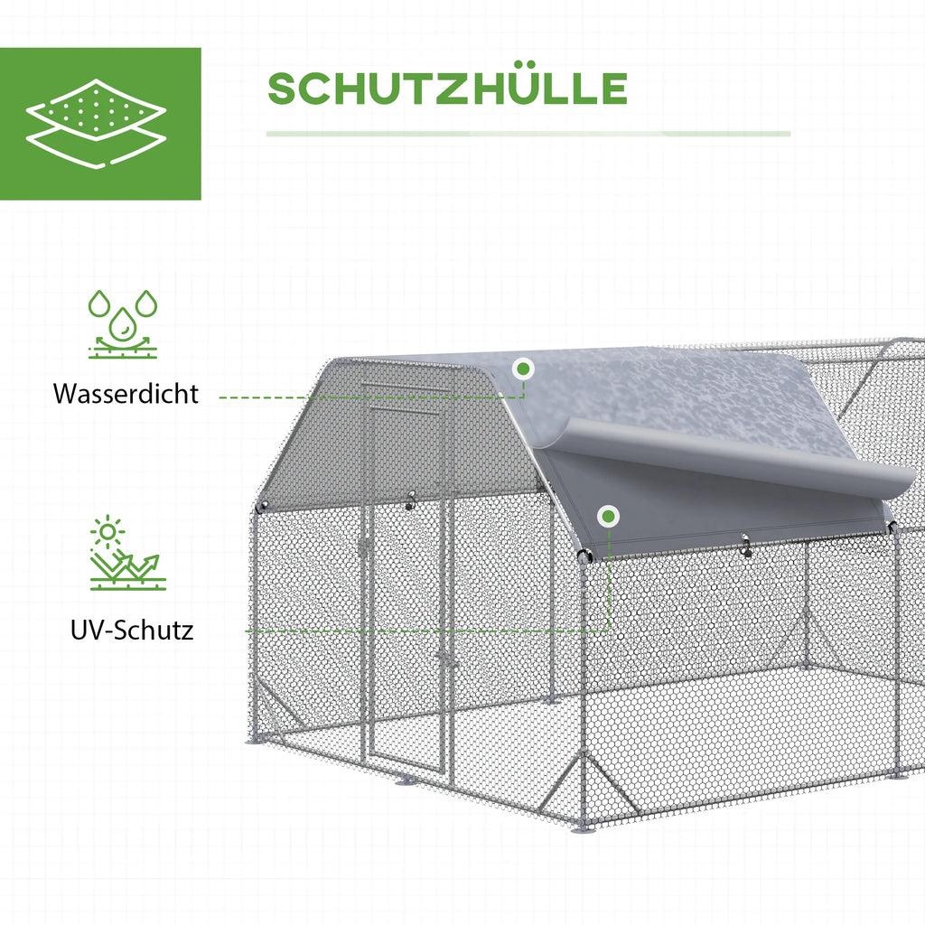 Vištidė Vištidė Vištidė, įeinama, užrakinama durys, 10–12 vištų, 280 cm x 380 cm x 195 cm, pilka