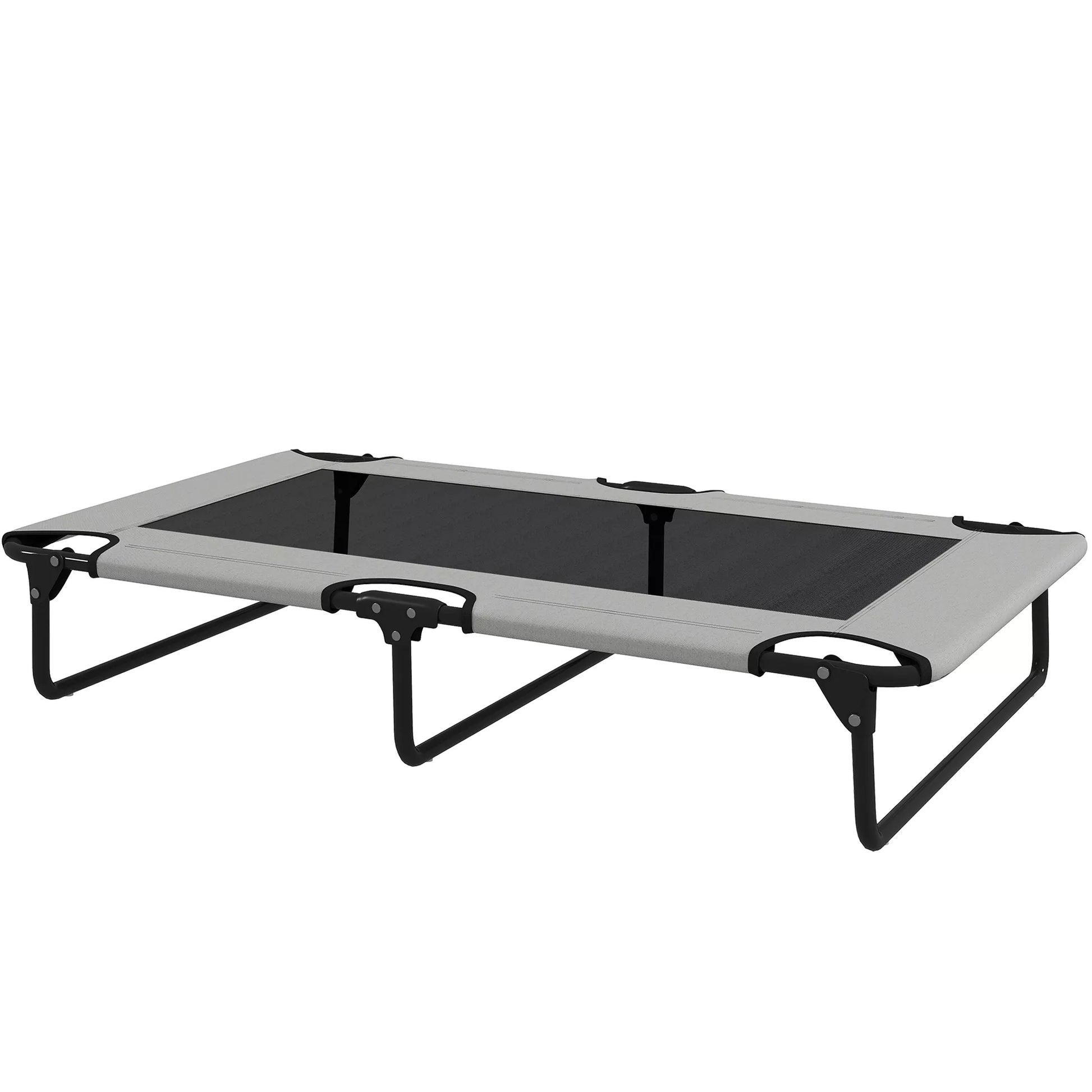 Nešiojama paaukštinta šunų lova, pakeltas naminių gyvūnėlių gultas su kvėpuojančiu tinkleliu, dideliems šunims, šviesiai pilka