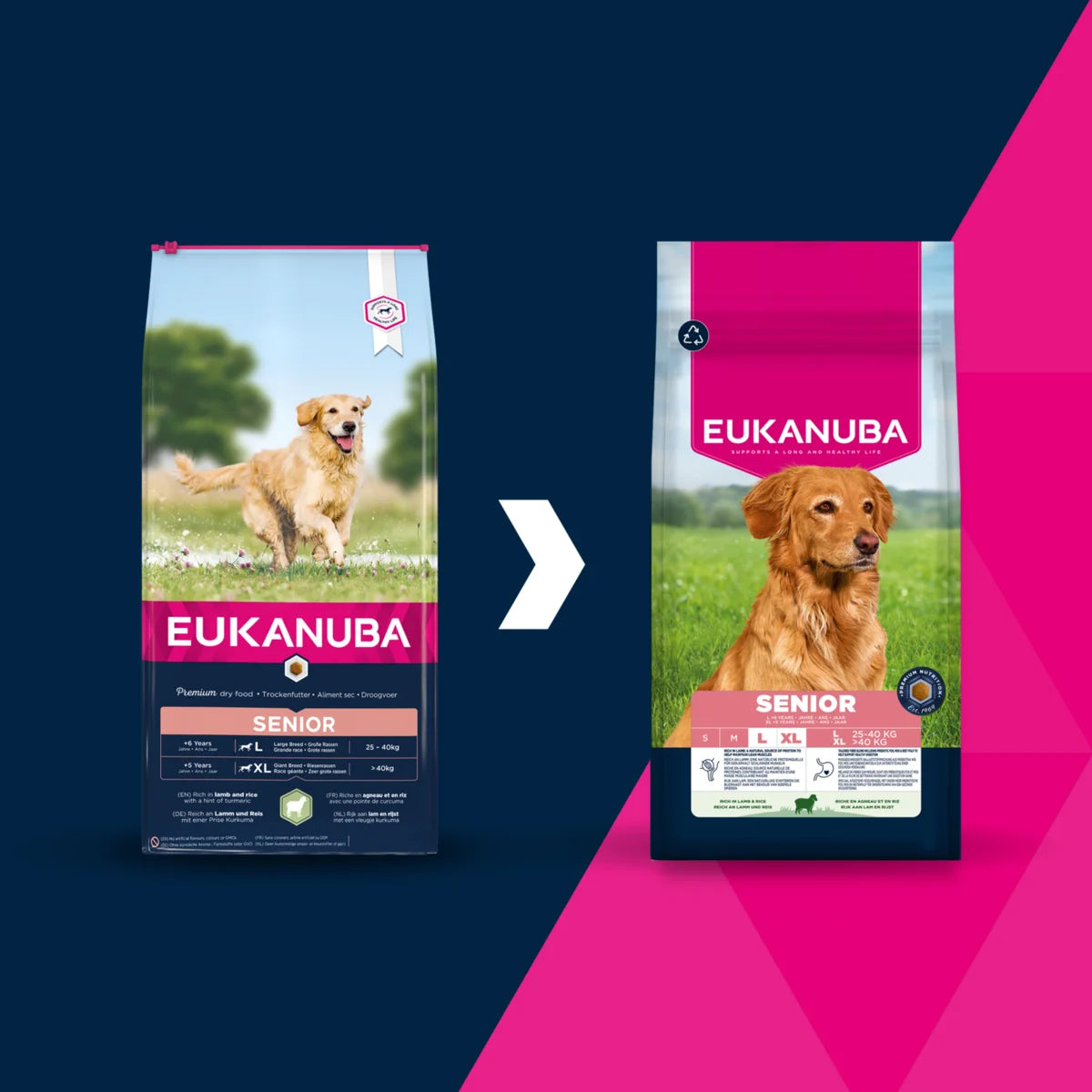 Euk Dog Senior L/XL Breed Lamb Rice pašaras pagyvenusiems didelių ir labai didelių veislių šunims 12 kg pakuotės išvaizda