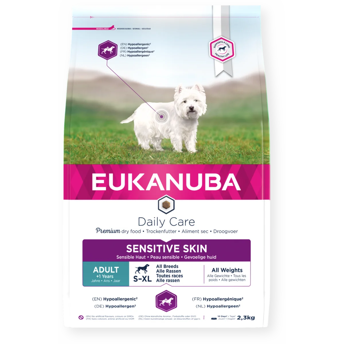 Eukanuba Daily Care Sensitive skin sausas maistas šunims su žuvimi, AB, 2,3 kg