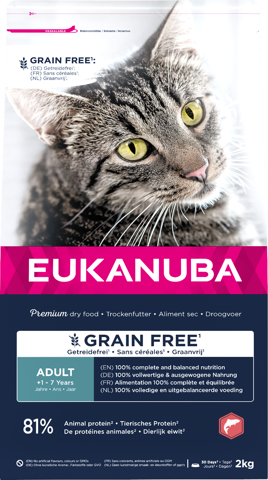Eukanuba GF sausas maistas katėms su lašiša, 2 kg