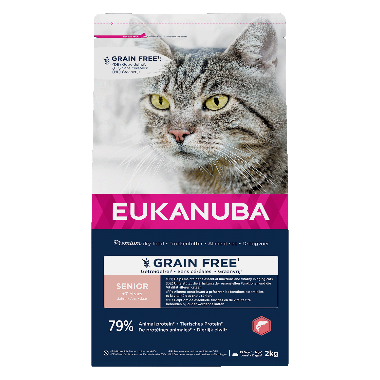 Eukanuba GF sausas maistas senyvoms katėms su lašiša, 2 kg