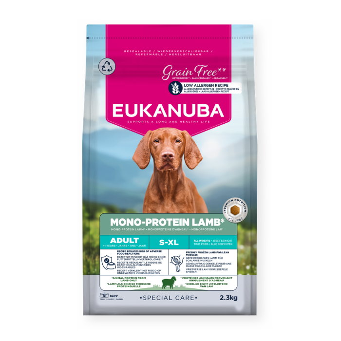 Eukanuba Special Care Monoprotein sausas maistas šunims su ėriena, AB, 2,3 kg