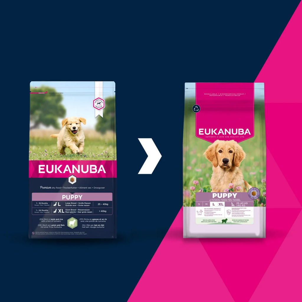 Eukanuba Life Care Puppy sausas maistas didelių veislių šuniukams su ėriena ir ryžiais, L, 3 kg  nauja pakuotė
