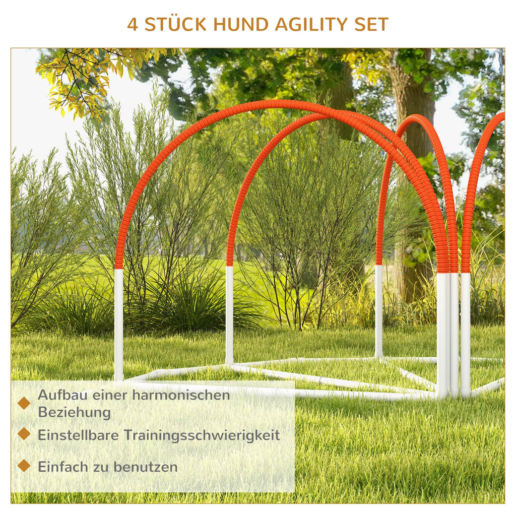 Agilitātes komplekts suņiem, 4 daļas, ar pārnēsāšanas somu, plastmasa, 89x69x99 cm, balts+oranžs