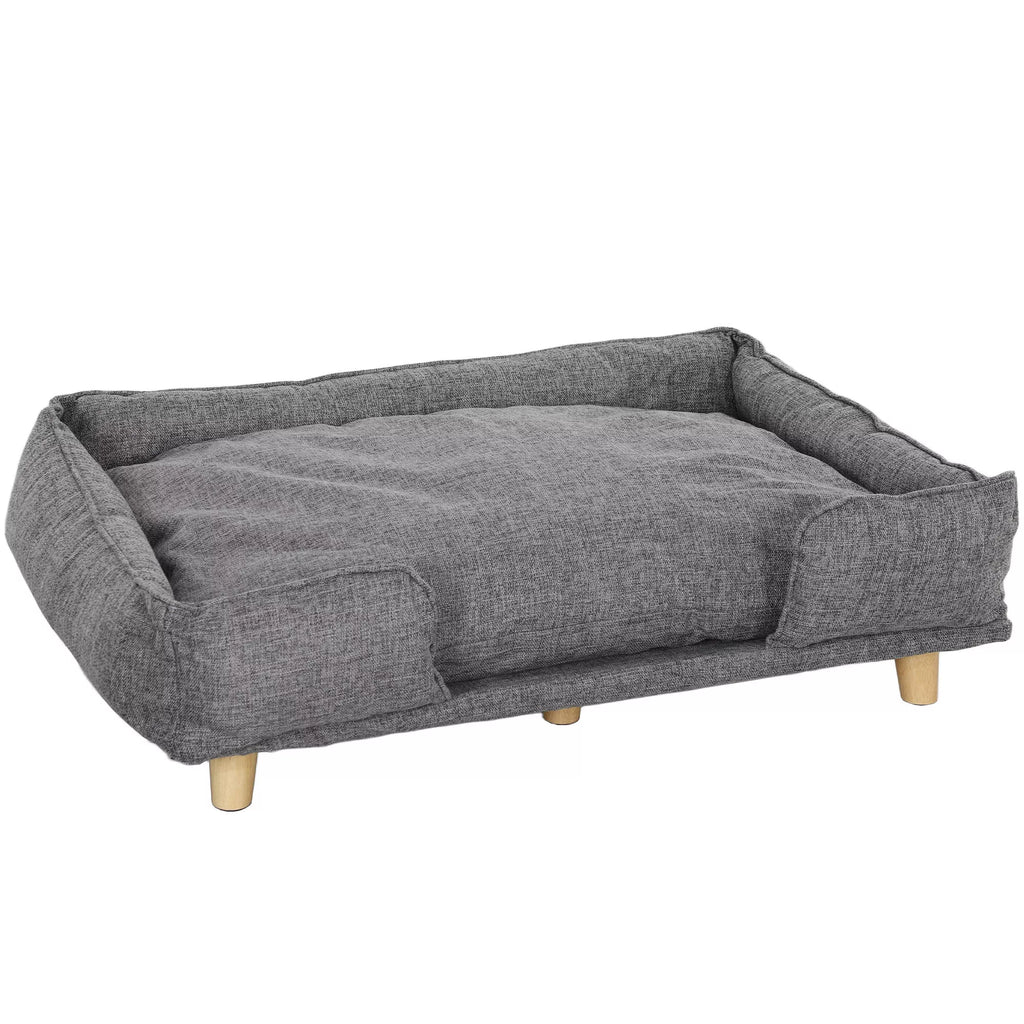 Šunų sofa, naminių gyvūnėlių sofa, naminių gyvūnėlių lova, nuimamas ir skalbiamas čiužinys, Natūralus + Tamsiai pilkas
