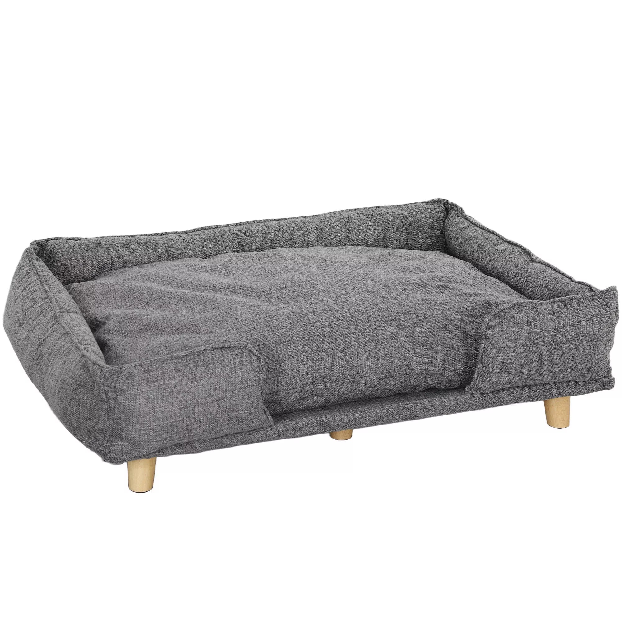 Šunų sofa, naminių gyvūnėlių sofa, naminių gyvūnėlių lova, nuimamas ir skalbiamas čiužinys, Natūralus + Tamsiai pilkas