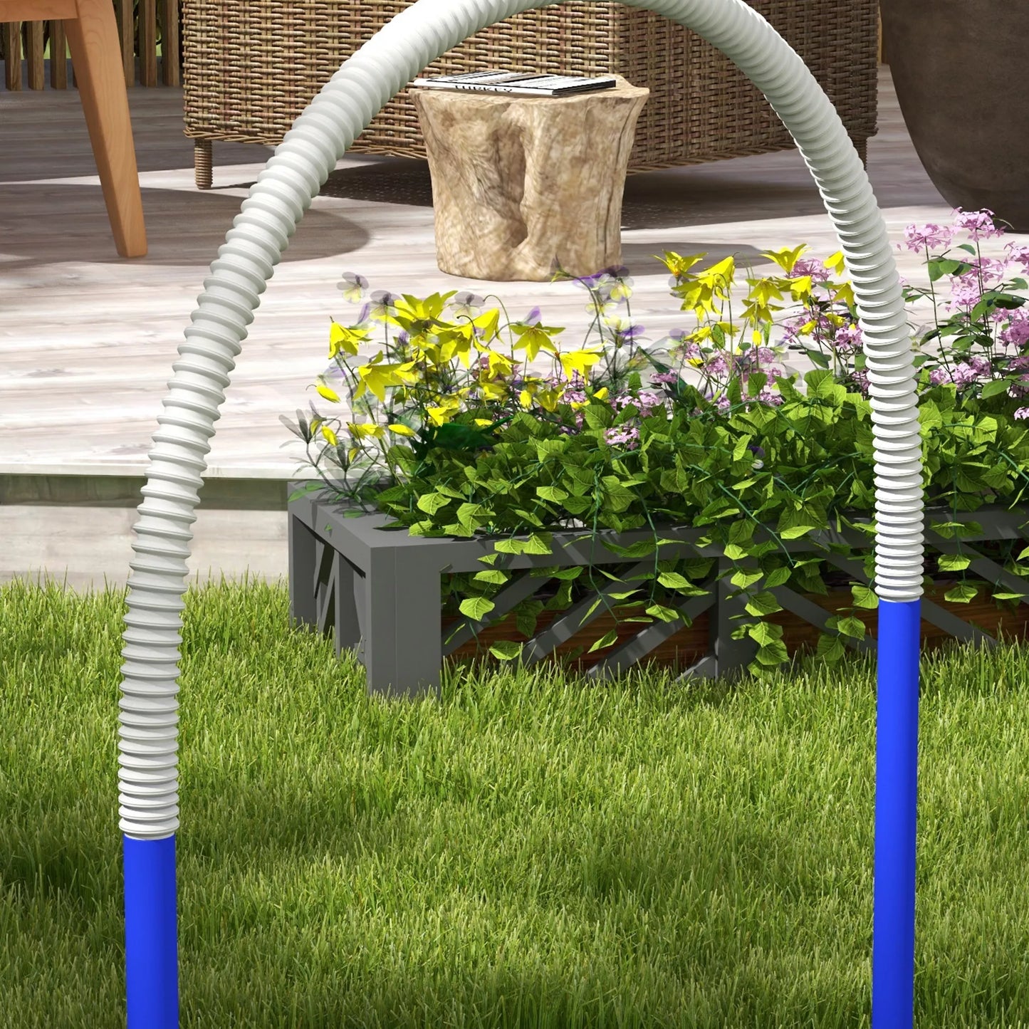 Agiliti rinkinys šunims, dresūrai, 4 lankai, pradedantiesiems, su nešiojimo krepšiu, mėlynas+baltas, 88 x 64 x 95cm