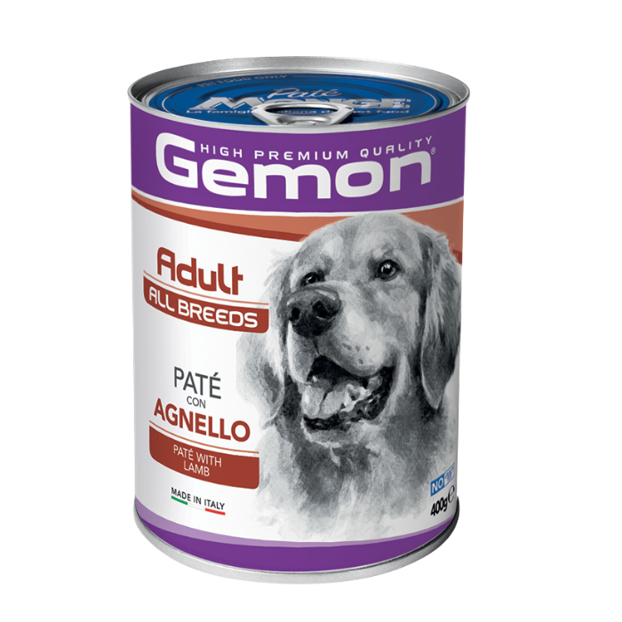 Gemon all breeds adult konservuotas paštetas suaugusiems šunims su ėriena 400g nauja pakuotė
