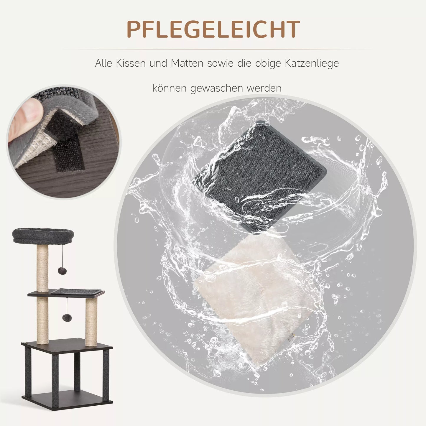 Kačių draskyklė, kačių žaislas, laipiojimo medis, žaidimo galimybės, žaidimų sizalis, sizalinė virvė, MDP plokštė, tamsiai pilkos spalvos, 40 x 40 x 104 cm