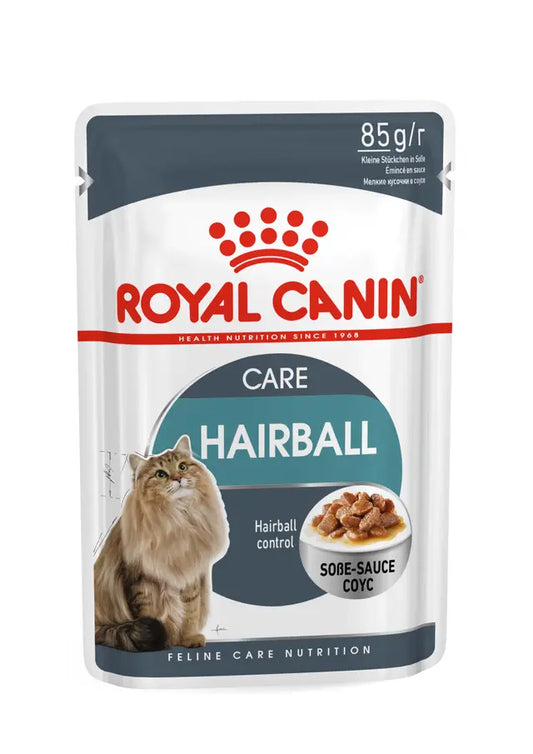 Hairball Care drėgnas pašaras katėms Royal Canin (ploni griežinėliai padaže)