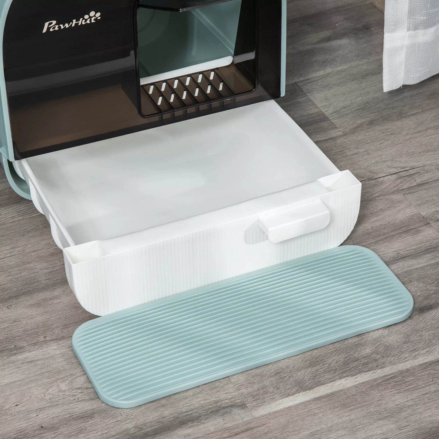 Katytės kraiko dėžutė su dangčiu, kraiko samtelis, kraiko gaudyklės kilimėlis, žalia 43 x 44 x 47cm