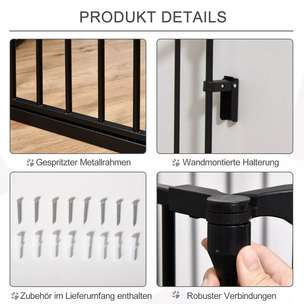 2-in-1 sulankstomas metalinis apsauginis barjeras ir gyvūnų aptvaras, juodas, 300 x 3 x 74,5 cm