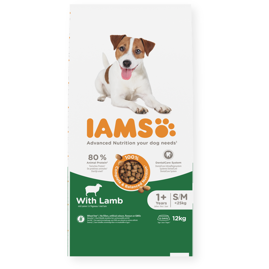 IAMS sausas maistas mažų ir vidutinių veislių šunims su ėriena, S/M, 12 kg