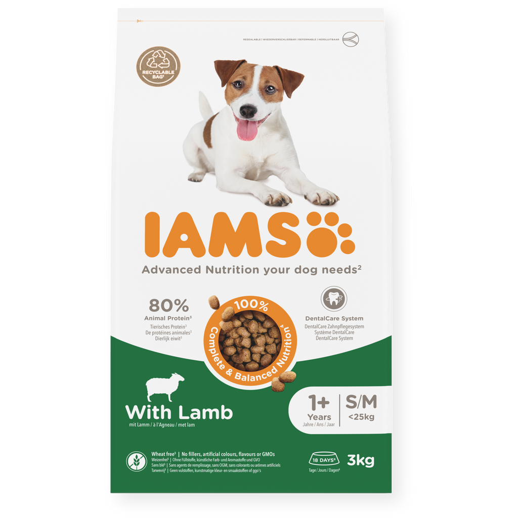 IAMS sausas maistas mažų ir vidutinių veislių šunims su ėriena, S/M, 3 kg