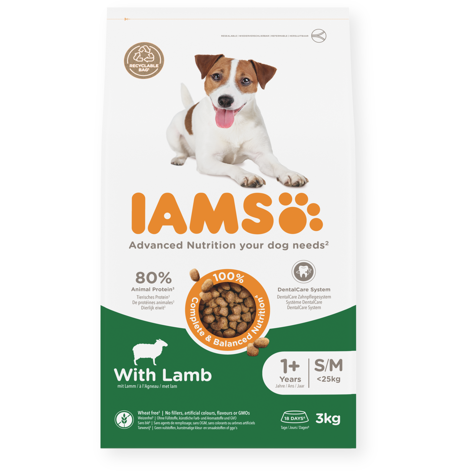 IAMS sausas maistas mažų ir vidutinių veislių šunims su ėriena, S/M, 3 kg