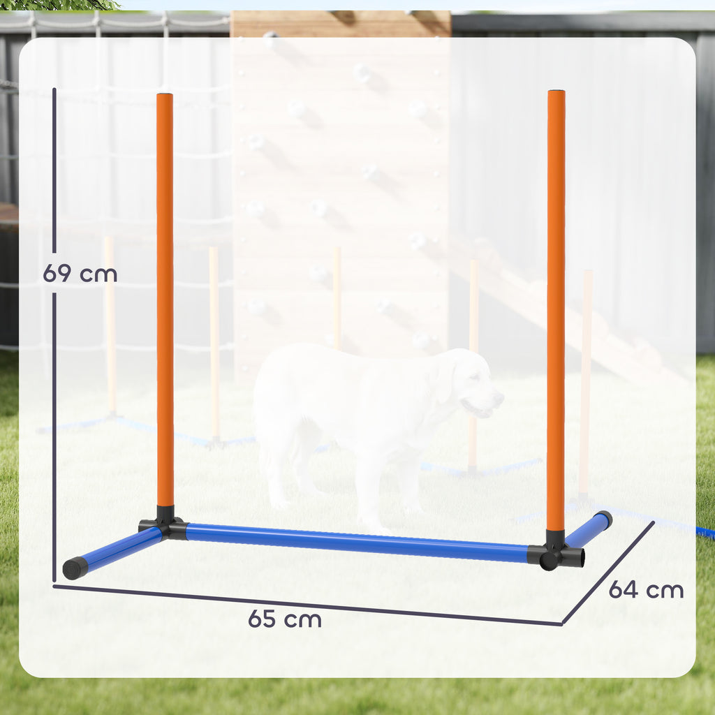 Agility slalomo stulpų rinkinys šunims, 3 dalių, su krepšiu, visų dydžių šunims, oranžinis