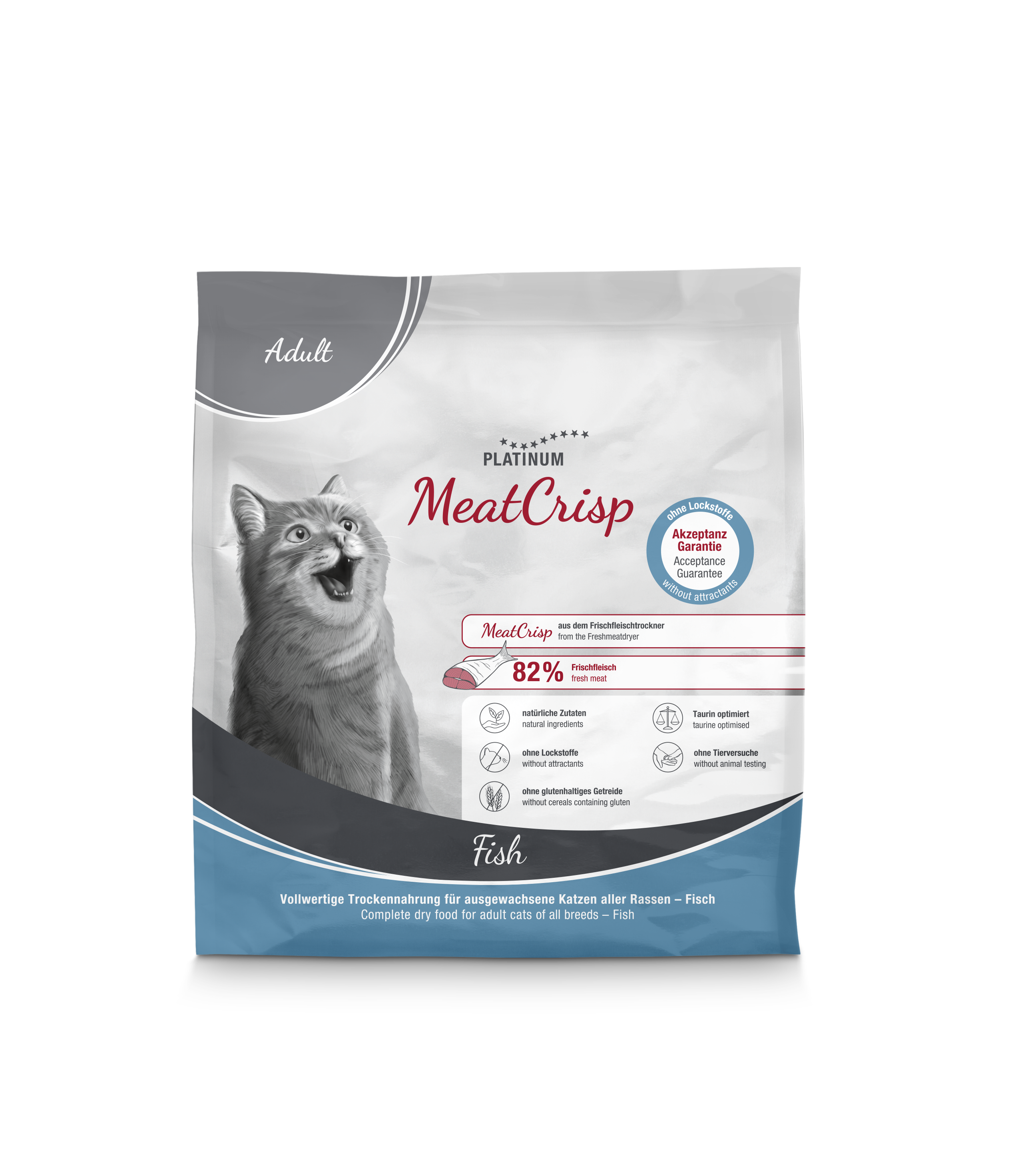 Platinum MeatCrisp sausas pašaras suaugusioms katėms su žuvimi