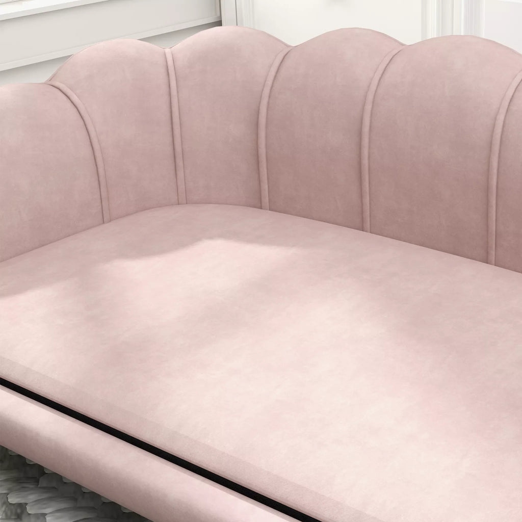 Naminių gyvūnų sofa vidutinio dydžio ir dideliems šunims iki 25 kg, tvirta medinė, paminkšta, rožinė