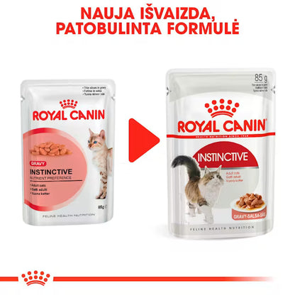 Instinctive drėgnas pašaras katėms Royal Canin (ploni griežinėliai padaže) nauja pakuotė