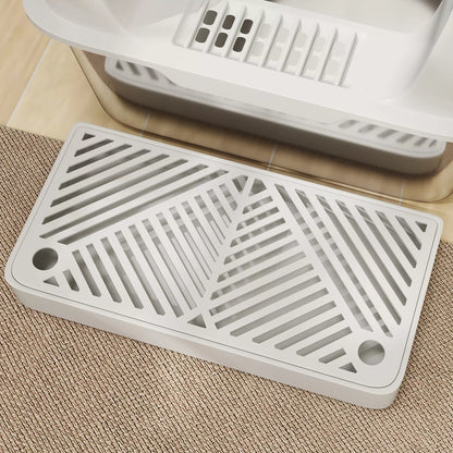 Katės tualetas, nerūdijančio plieno, aukštos sienelės, laikymo dėžutė, šviesiai pilkas