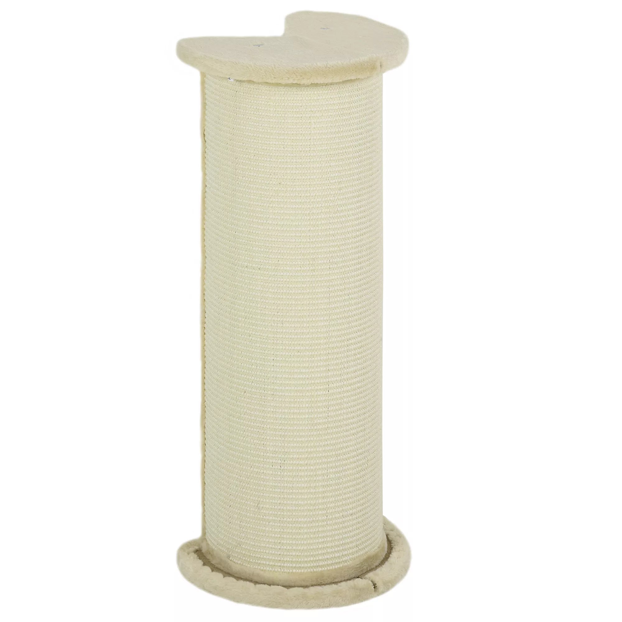 Katės draskyklė, kampinis dizainas, taupanti vietą, 35 cm x 35 cm x 85 cm, kreminė balta