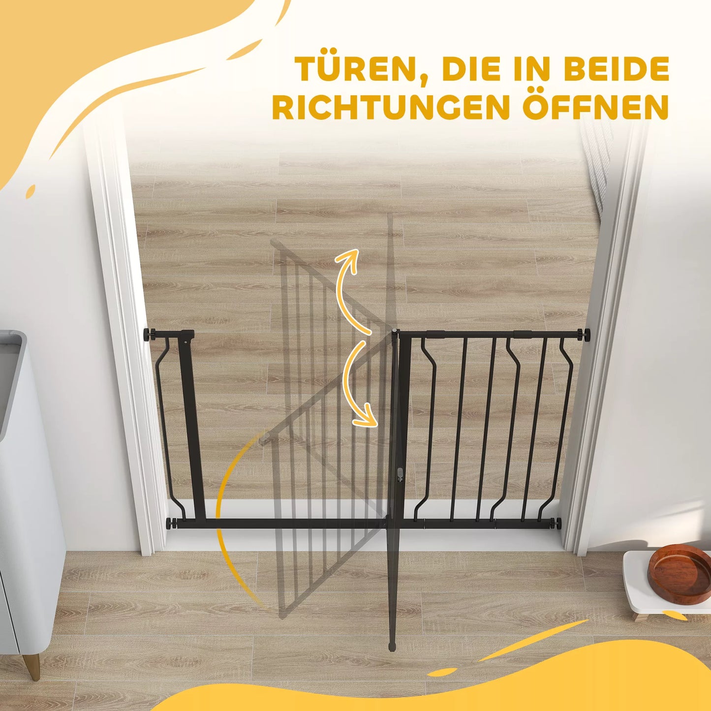 Šunų apsauginis barjeras, tvirtinamas spaustuvu, reguliuojamas ilgis, plienas/ABS, 75-115 x 76cm, juodas