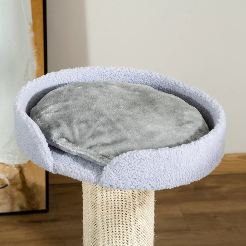 Kaķu tornis 91 cm, kaķu tornis ar sizala stabiem, platformu, spilveniem, daudzstāvu kaķu skrāpējamais koks, kāpšanas koks, vidēja lieluma kaķiem, gaiši zils