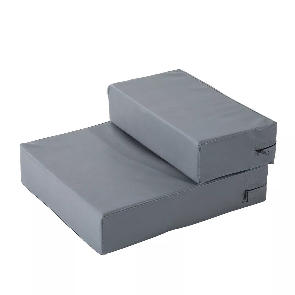 Gyvūnų laipteliai 2 pakopų, sulankstomi, iki 7 kg. Kilimas/pagrindas katėms ir šunims, pilkos spalvos, L45 x P39 x A20 cm