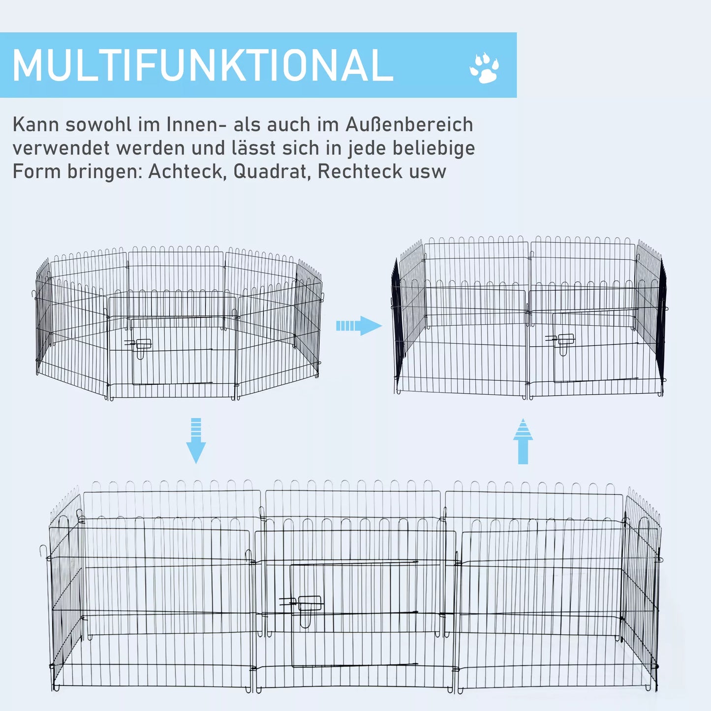 Šuniukų aptvaras, voljeras, žaidimų aikštelė, aptvaras laisvam judėjimui, aptvaras šuniukams 5 dydžių (matmenys: 71x61cm)
