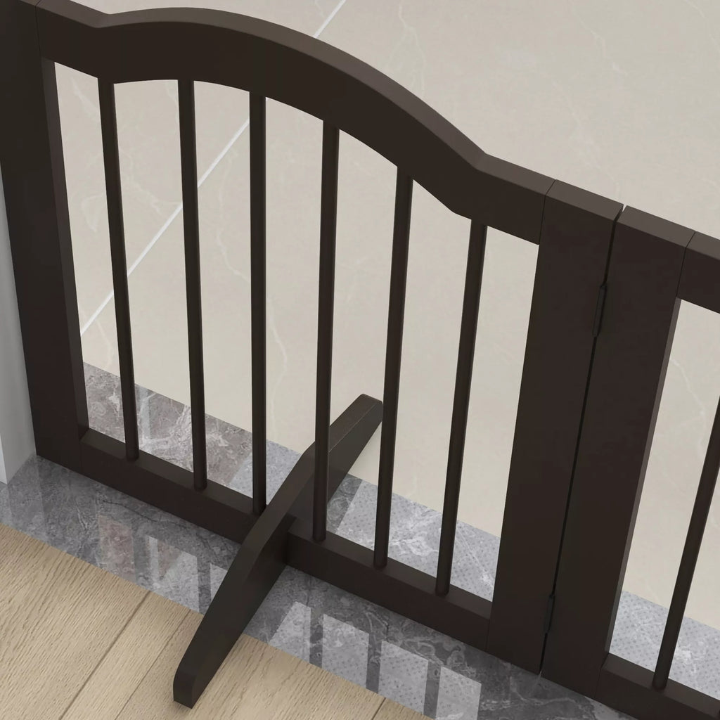Apsauginis barjeras šunims, 3 skydai, sulankstomas, vientisa mediena ir MDF, 154,5 x 29,5 x 61 cm, spalva kava