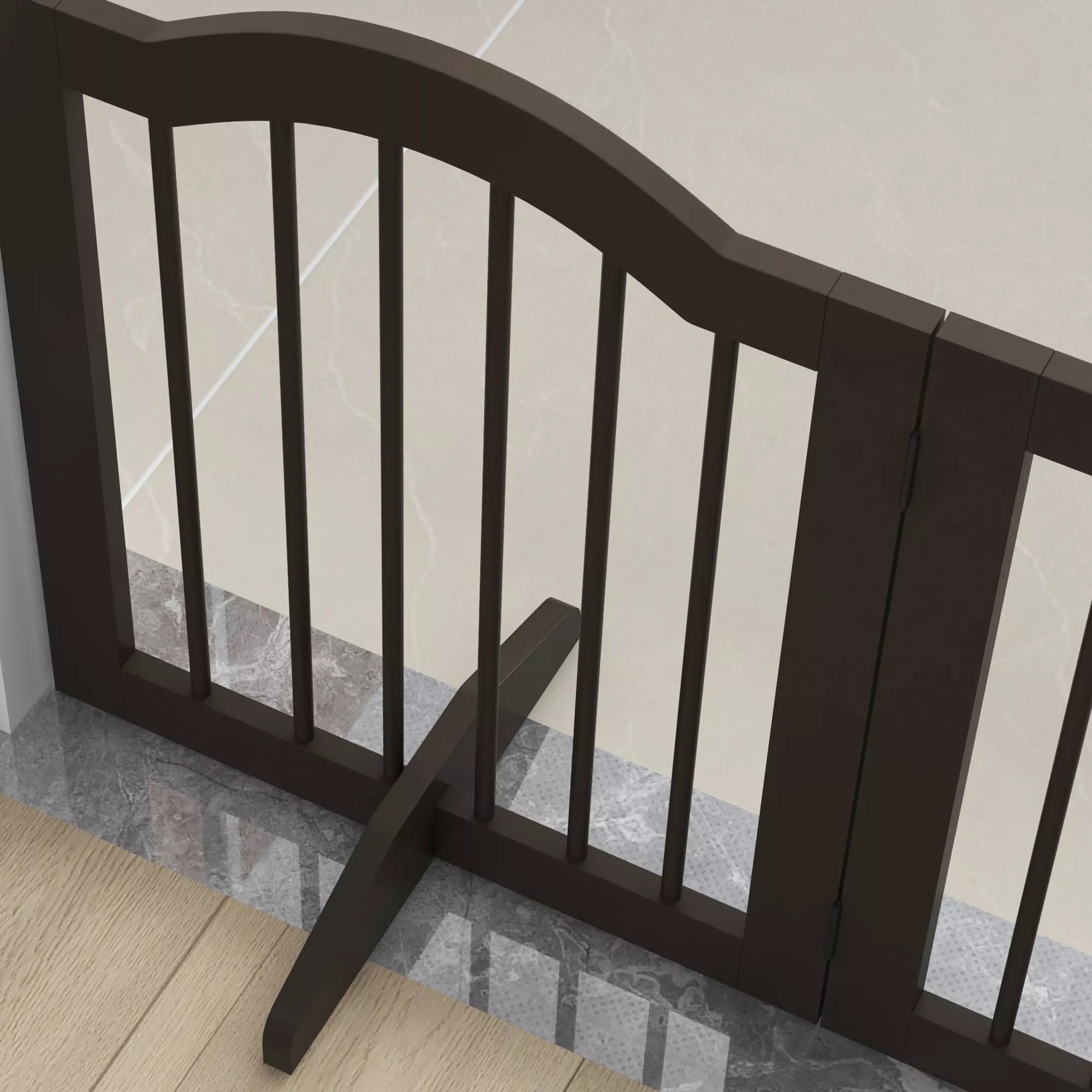 Apsauginis barjeras šunims, 3 skydai, sulankstomas, vientisa mediena ir MDF, 154,5 x 29,5 x 61 cm, spalva kava