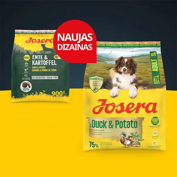 Josera A/S Duck + Potato begrūdis sausas pašaras šunims su antiena ir bulvėmis, 3 kg nauja pakuotės išvaizda