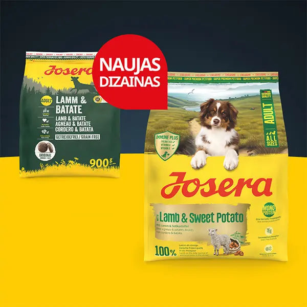 Josera Lamb + Sweet Potato begrūdis sausas pašaras šunims su ėriena ir batatais, 3 kg naujas pakuotės dizainas