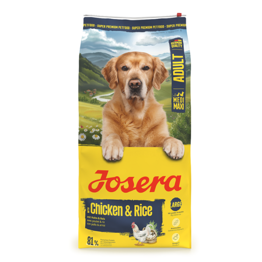 Josera M/M Adult Chicken and Rice sausas pašaras vidutinių ir didelių veislių šunims su vištiena ir ryžiais, 12,5 kg