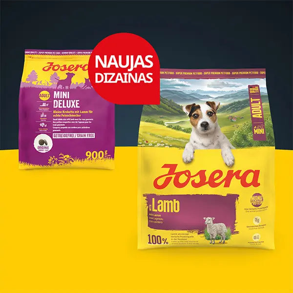 Josera Mini Lamb begrūdis sausas pašaras mažų veislių šunims su ėriena, 3 kg naujas pakuotės dizainas