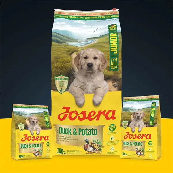 Josera A/S Junior Duck + Potato sausas pašaras šunims su antiena ir bulvėmis, 3 kg naujas pakuotės dizainas