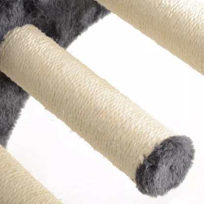 4 dalių katės laipiojimo sienelės komplektas su hamaku, katės tilteliu, iki 5 kg, tamsiai pilkas